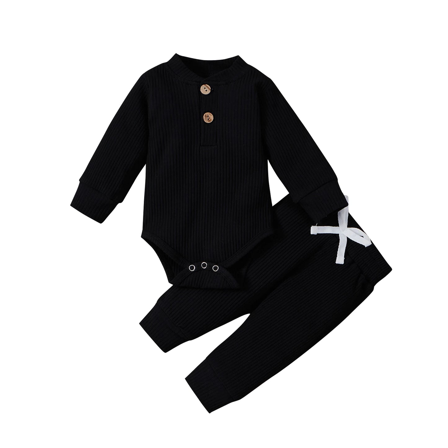 Pudcoco Baby Unisex 2-Piece Bodysuit And Elastic Pants Set