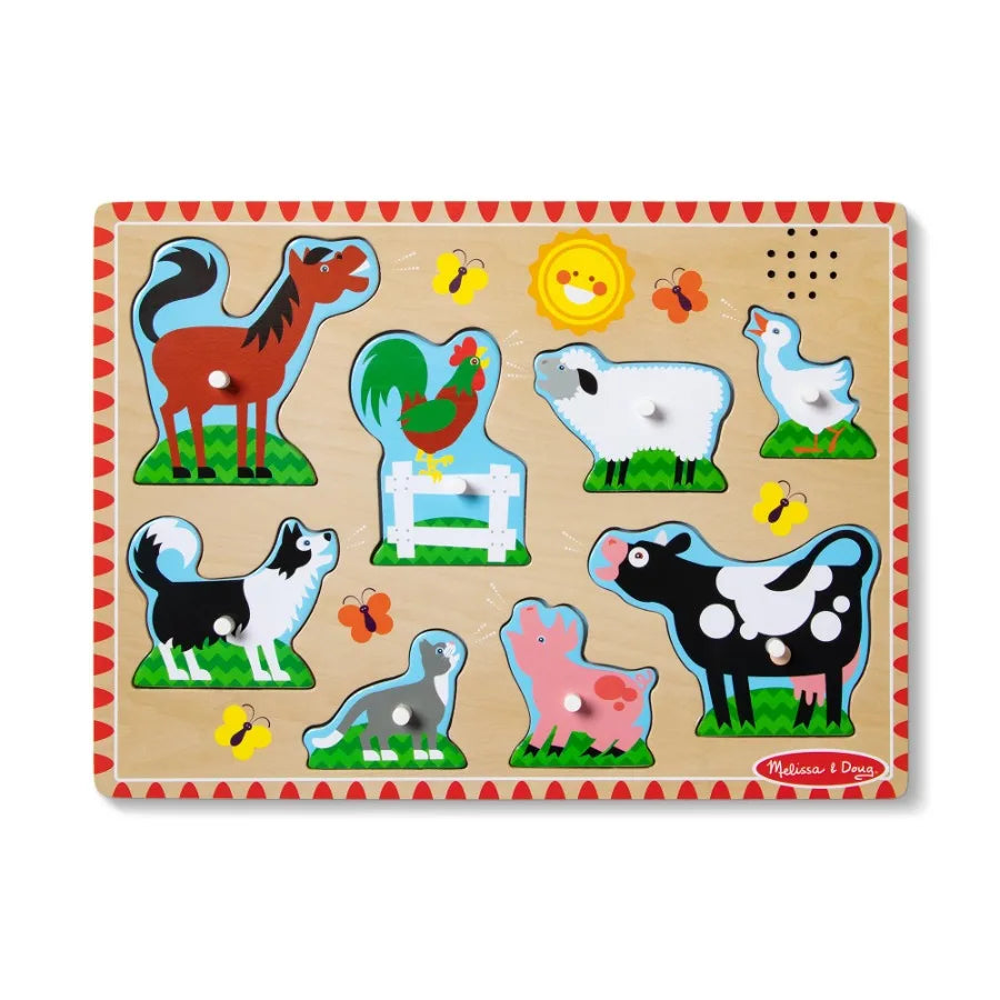 Wooden Peg Puzzle With Light Activated Sounds For Toddlers