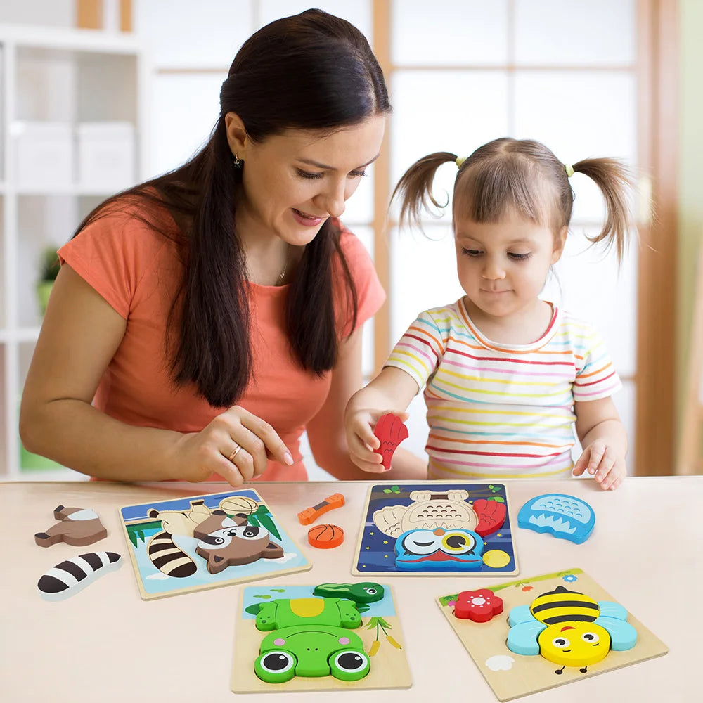Animal Wooden Puzzles For Toddlers Educational Learning Toys