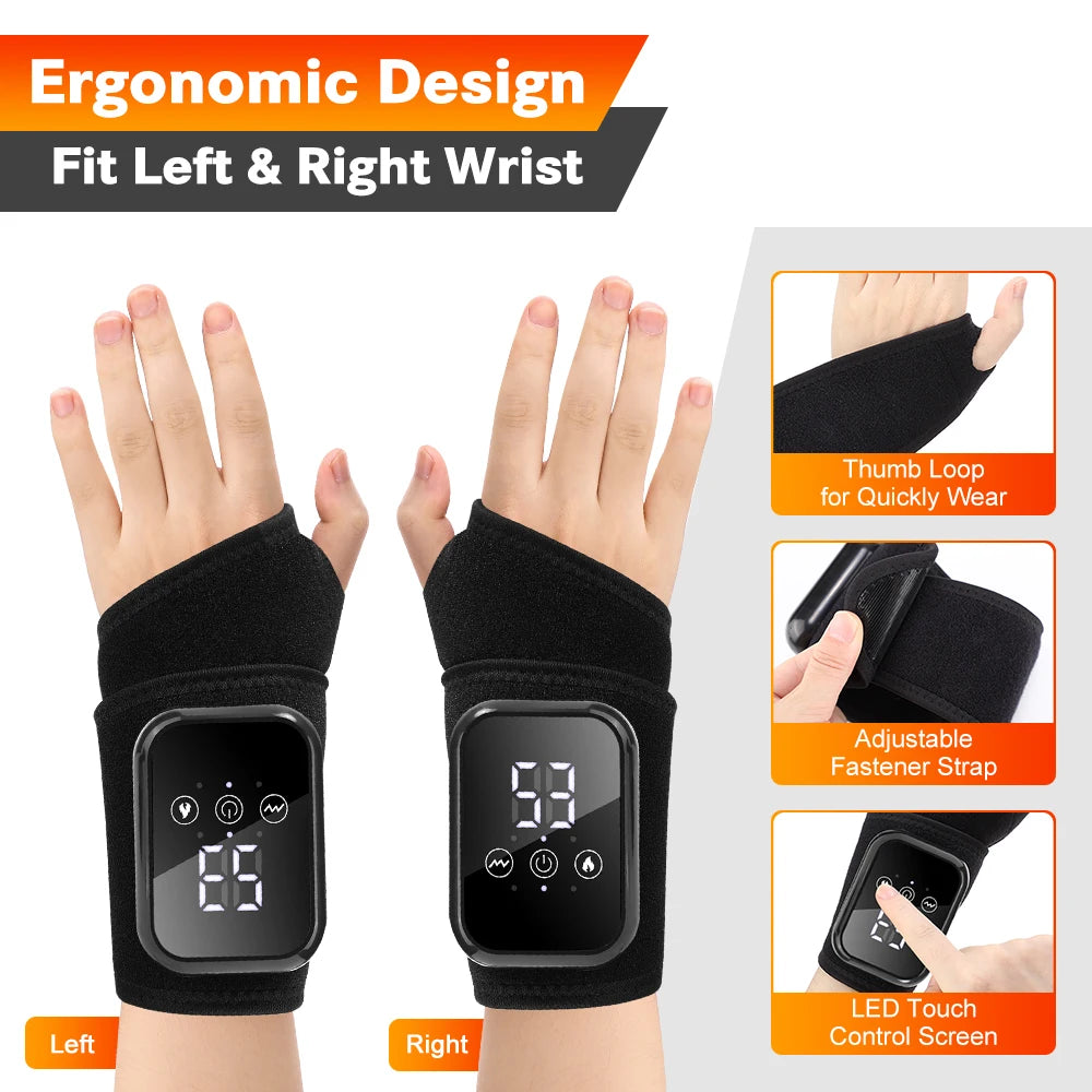 Hailicare Rechargeable Electric Heating Wrist Guard With Vibration Massage