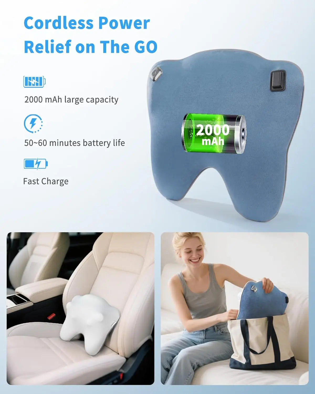 Cordless Back Massager With Heat 4D Shiatsu And Percussion