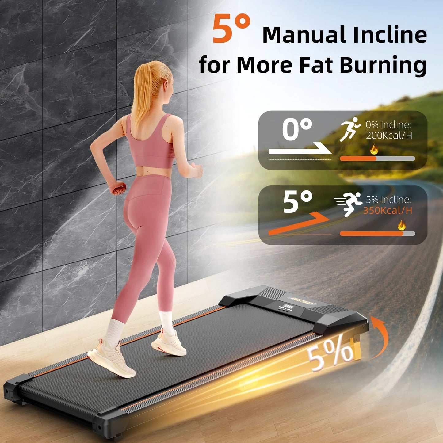 Under Desk Treadmill Incline Walking Pad 2.5HP For Home Use