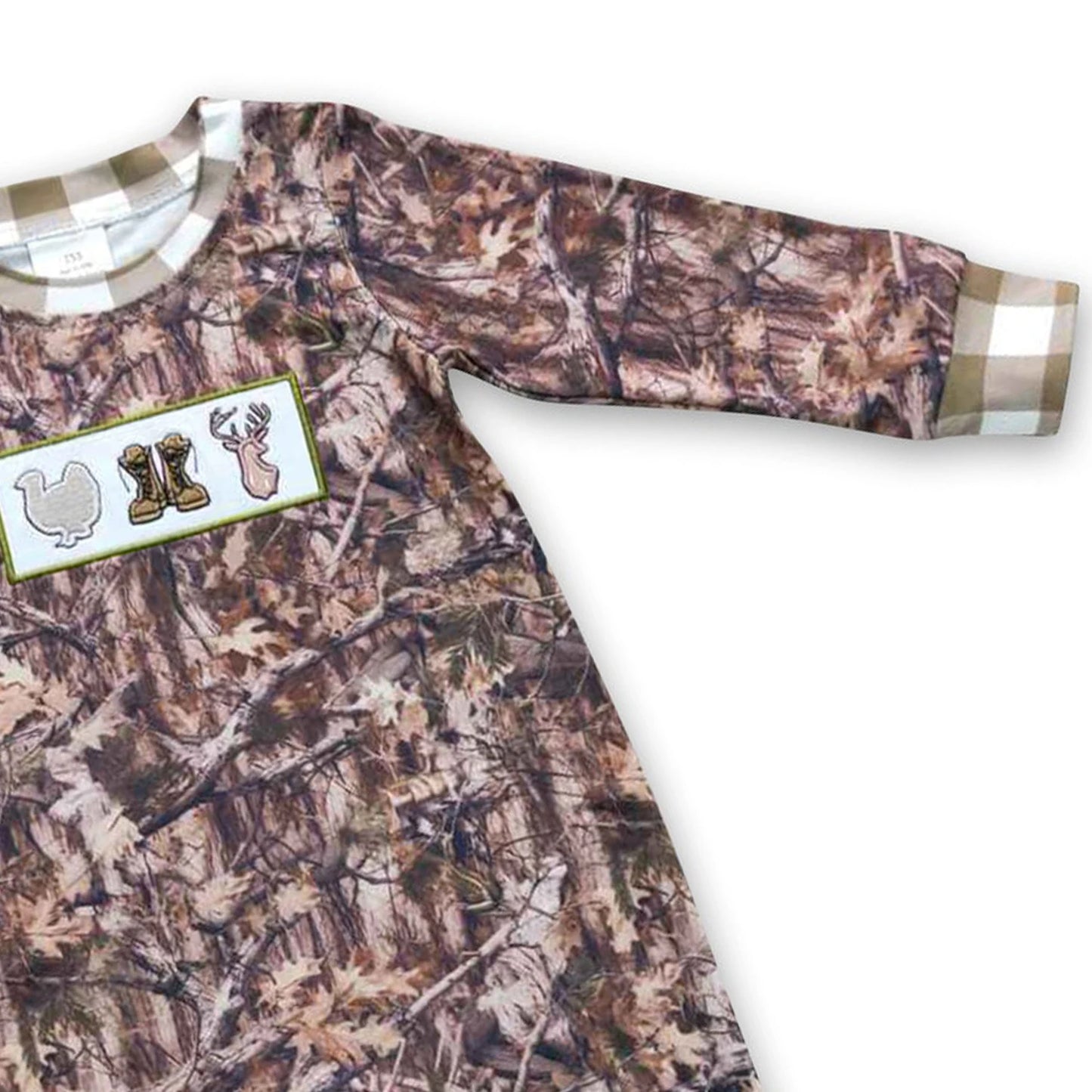Baby Boy Camouflage Romper With Turkey Deer Print Outfit