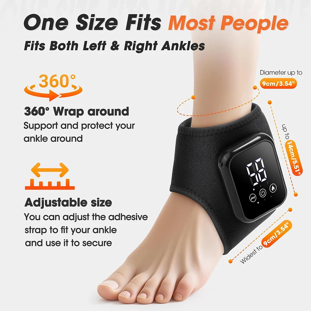Usb Rechargeable Heated Ankle Brace With 3 Heating Levels And Vibration