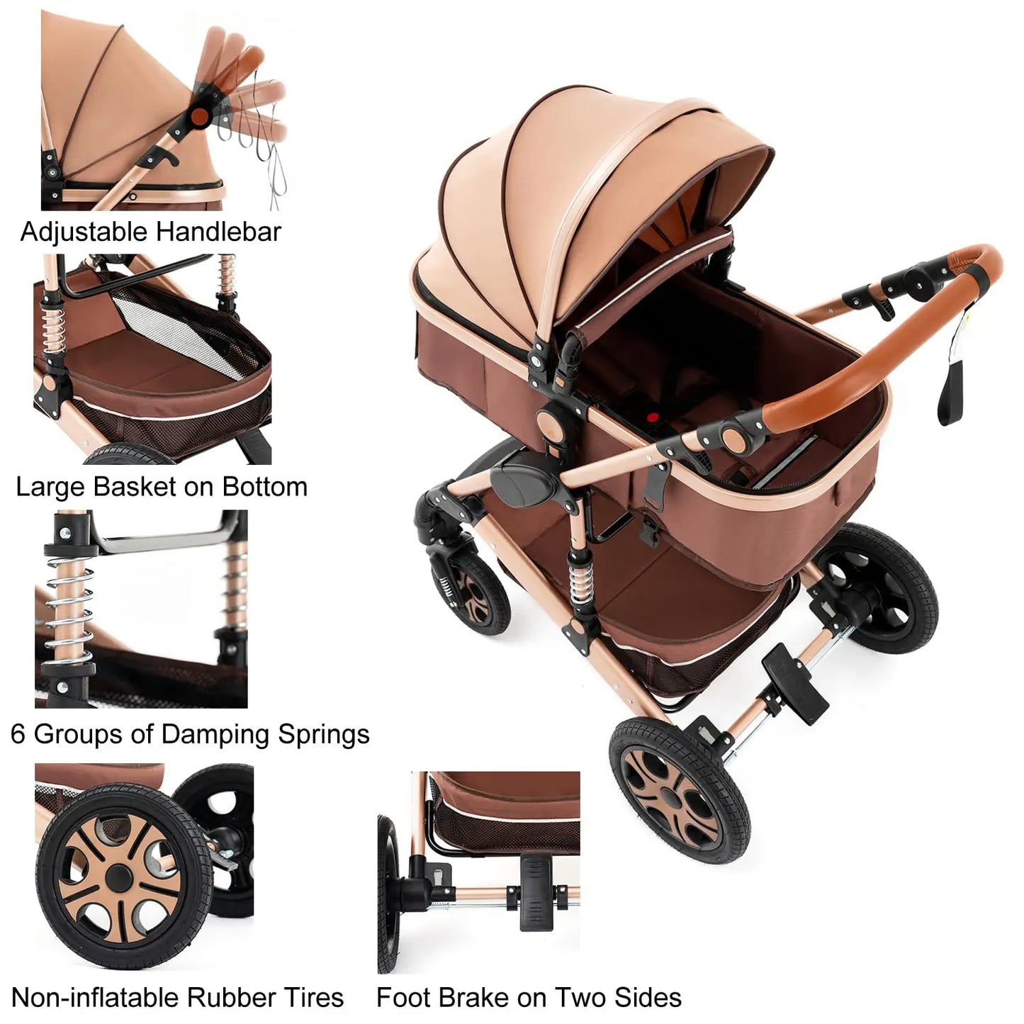 SteAnny Baby Stroller Travel System with Car Seat Isofix