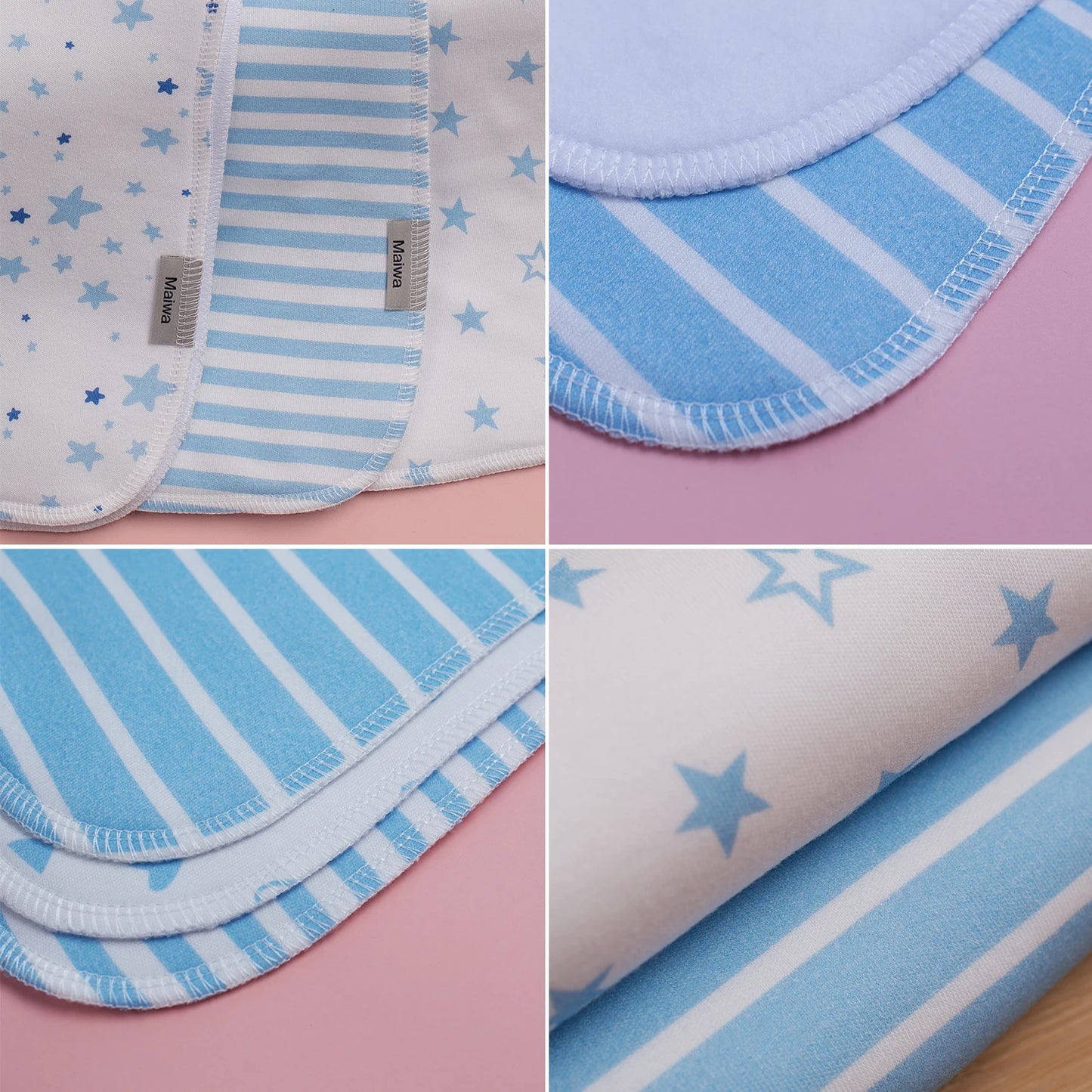 Five Pack Baby Burp Cloths Set Soft Absorbent Cotton Bibs