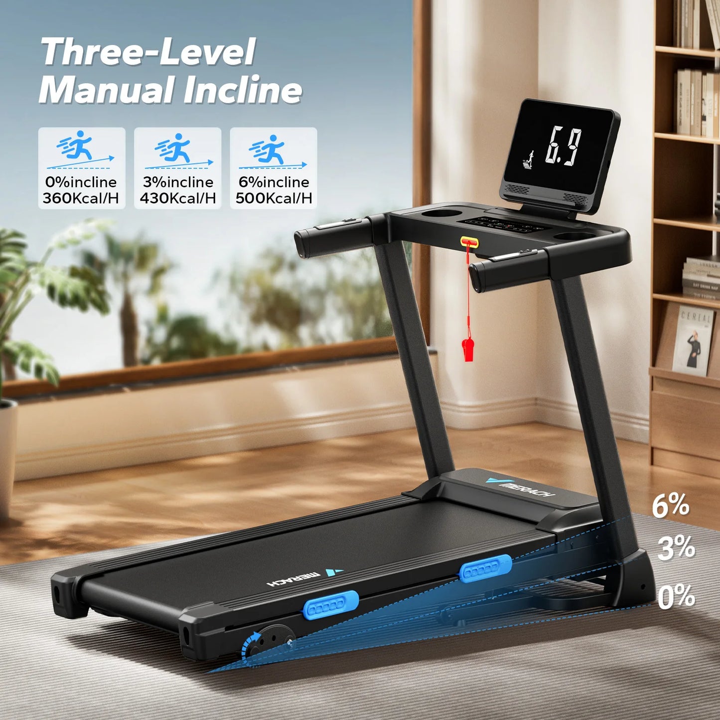 MERACH T12 Foldable Treadmill with Incline, Quiet Performance