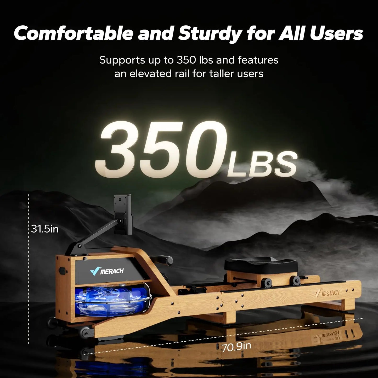 MERACH Water Rowing Machine Oak Wood Rower For Home