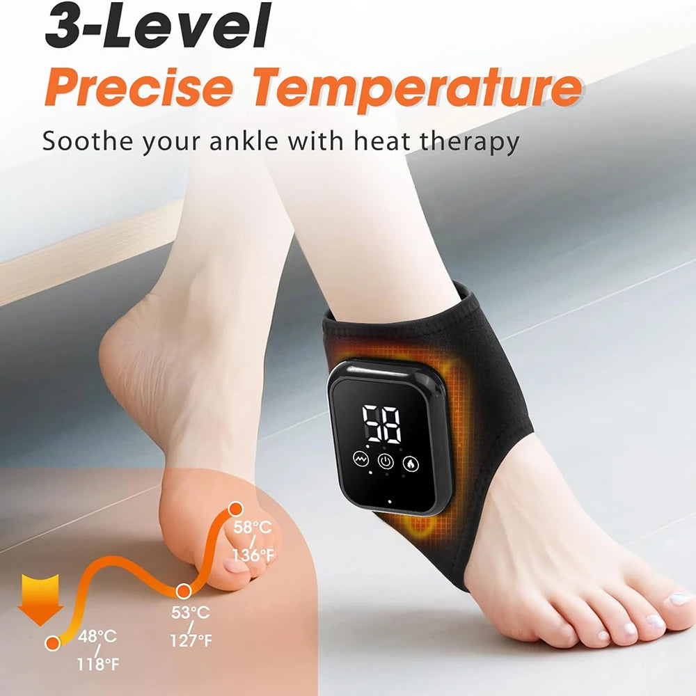 Usb Rechargeable Heated Ankle Brace With 3 Heating Levels And Vibration