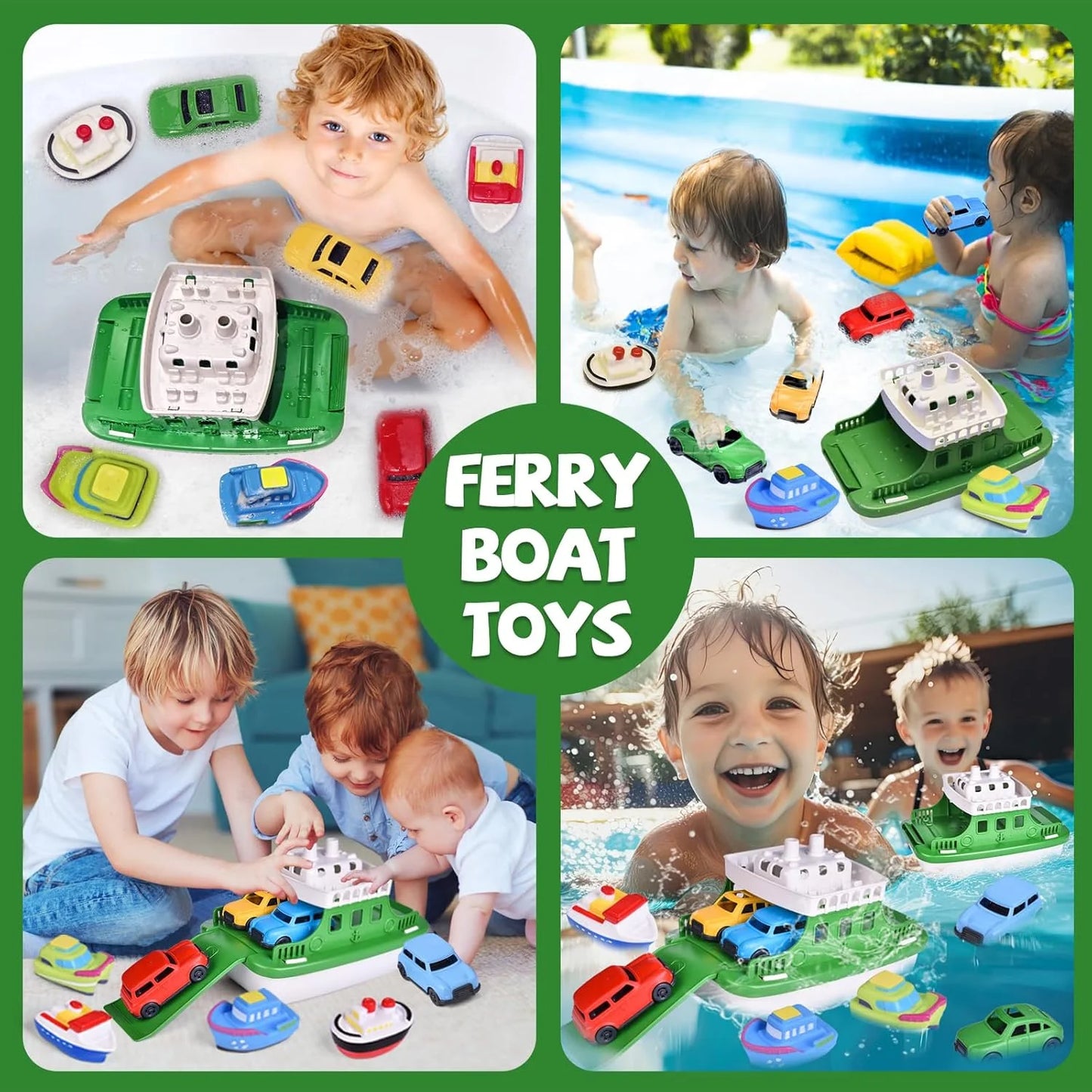 Ferry Bath Toy Set With 4 Mini Cars And Squirters