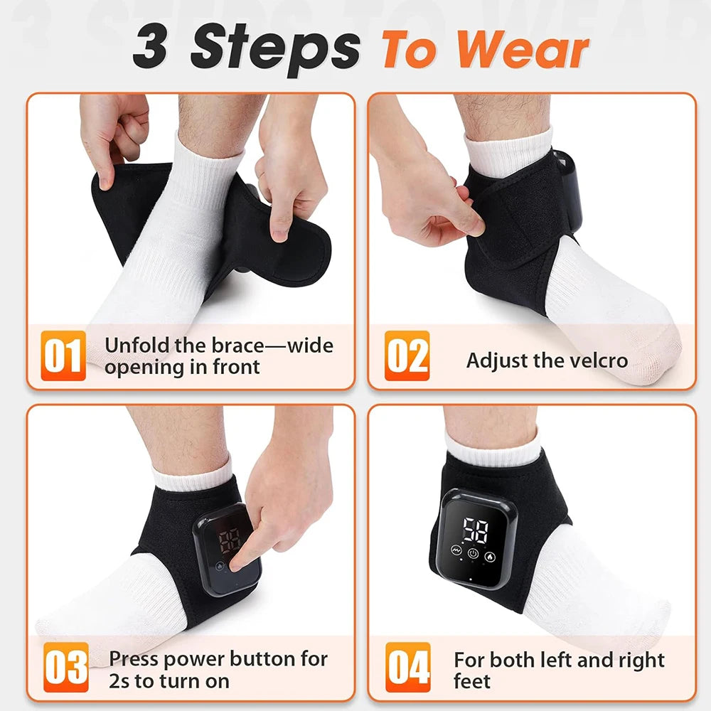 Usb Rechargeable Heated Ankle Brace With 3 Heating Levels And Vibration