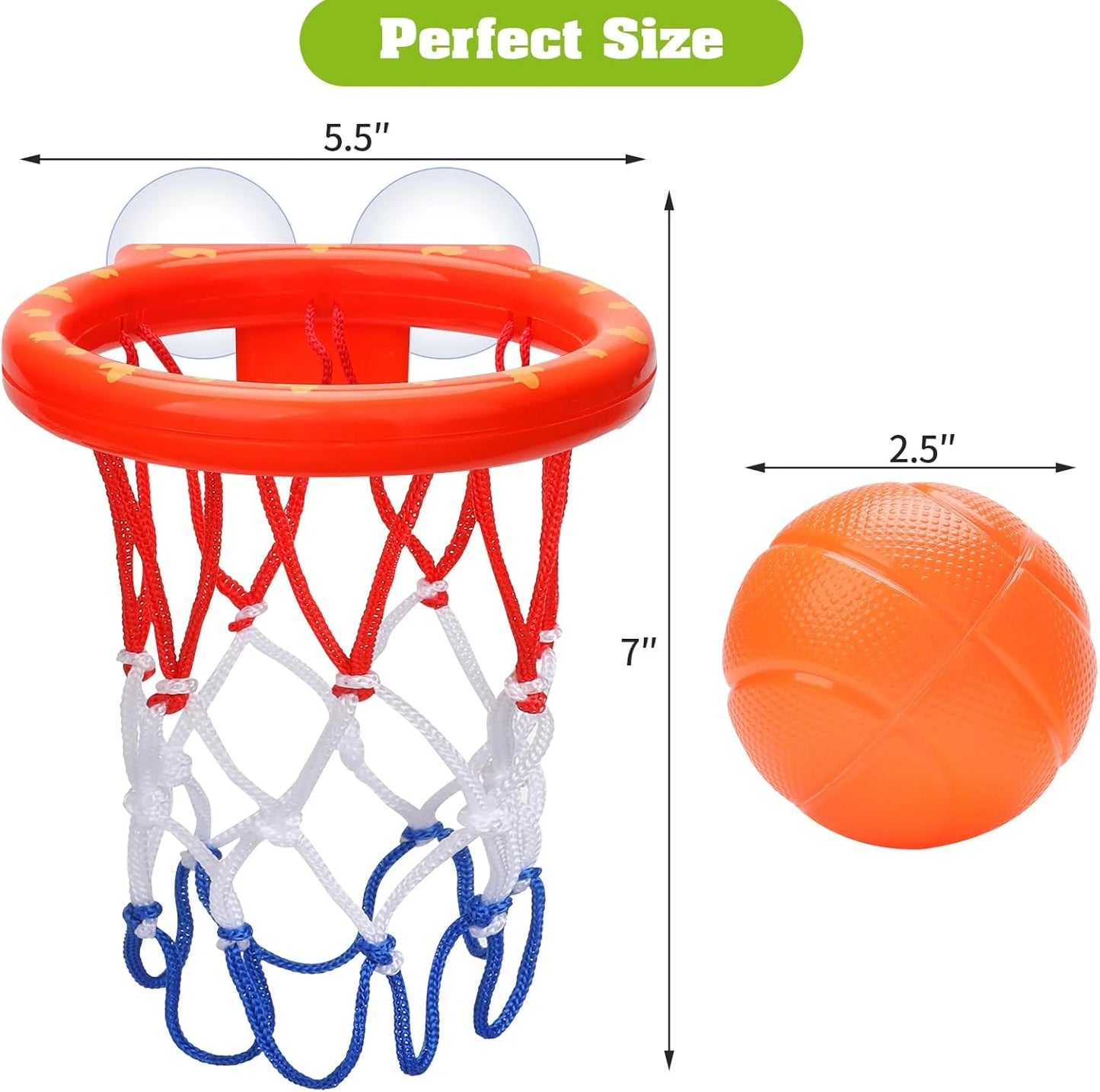 Bathtub Basketball Hoop For Kids Bath Toy With Suction Cups
