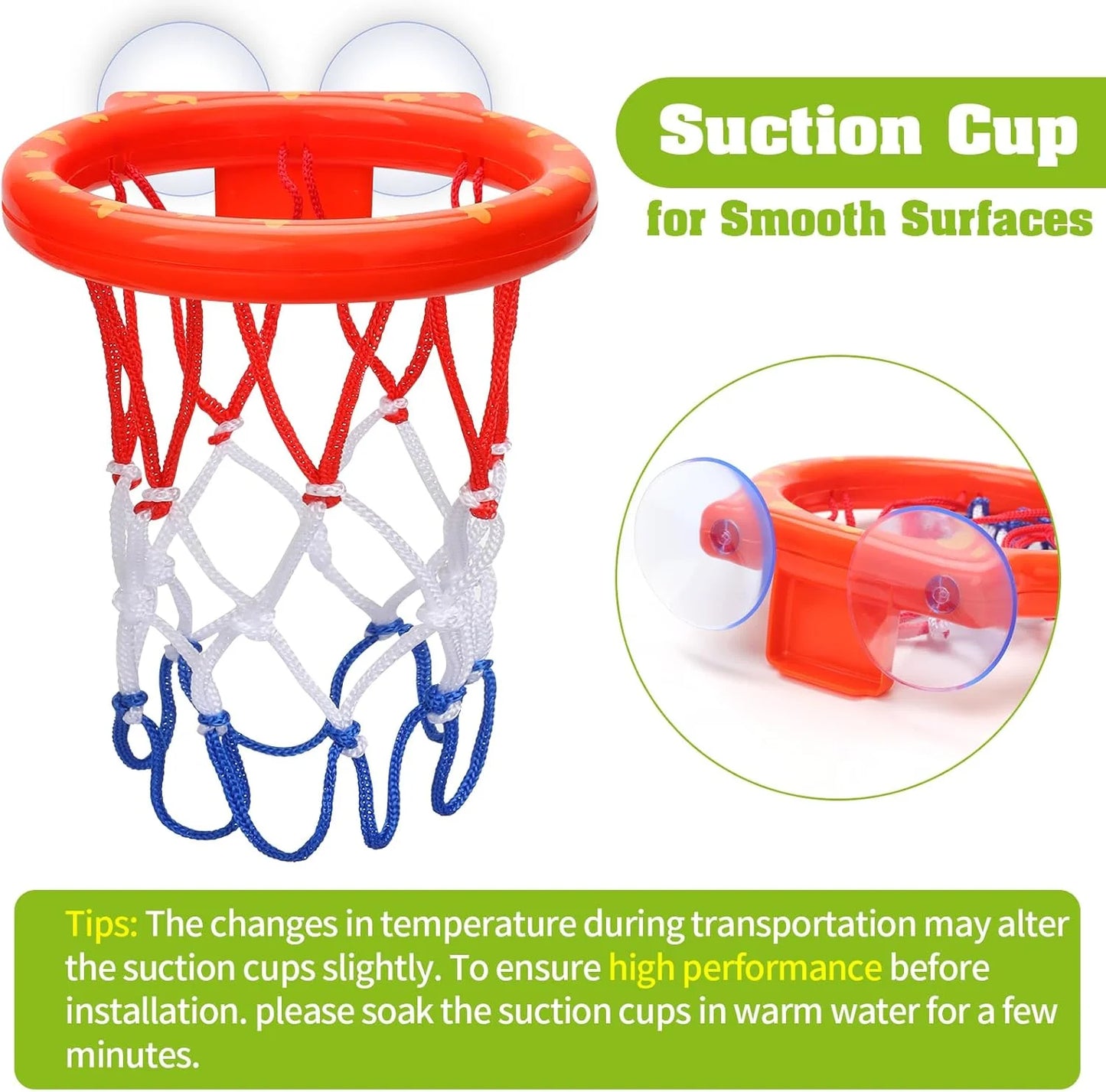 Bathtub Basketball Hoop For Kids Bath Toy With Suction Cups