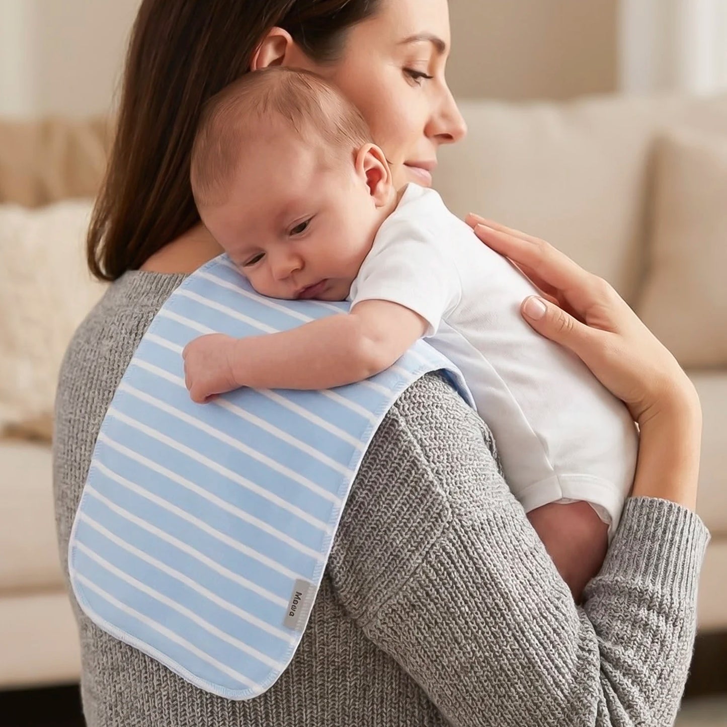 Five Pack Baby Burp Cloths Set Soft Absorbent Cotton Bibs
