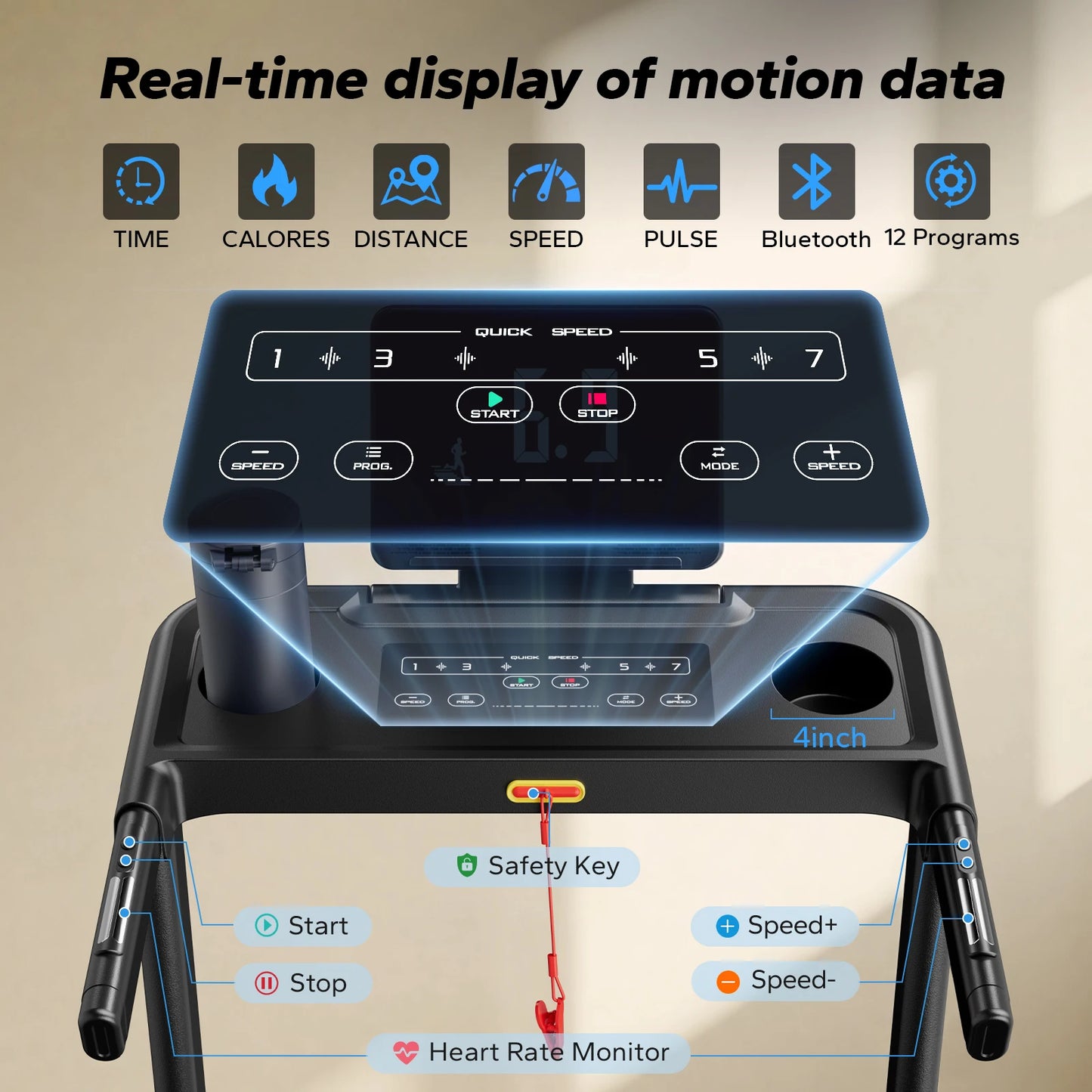 MERACH T12 Foldable Treadmill with Incline, Quiet Performance