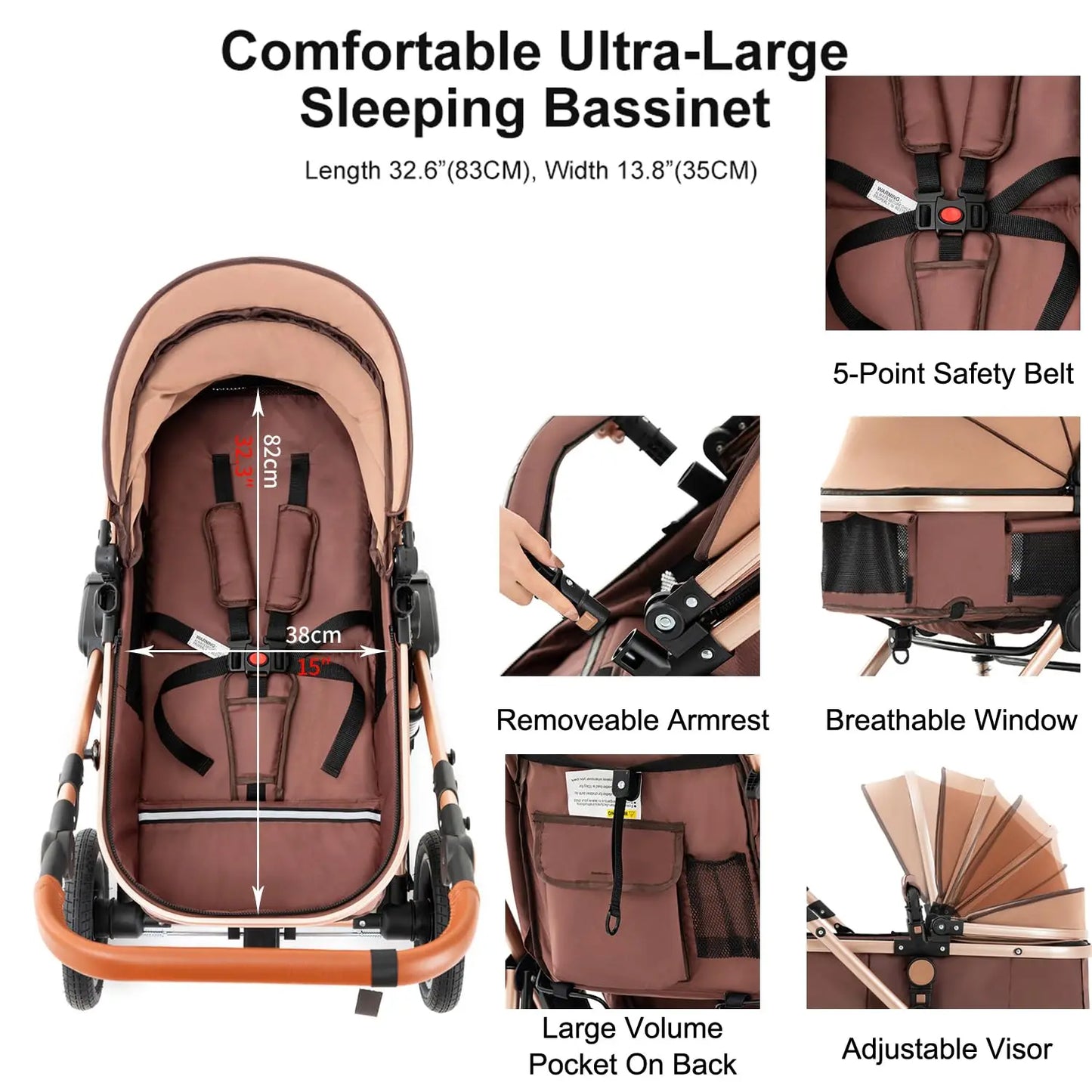 SteAnny Baby Stroller Travel System with Car Seat Isofix