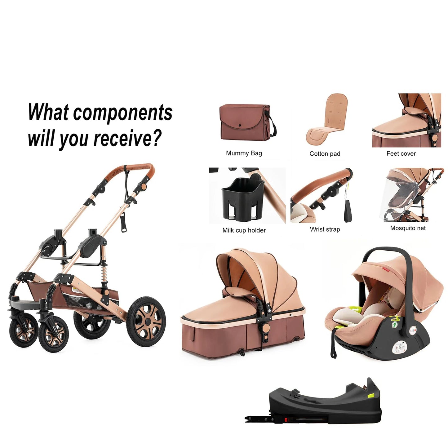 SteAnny 3-in-1 Infant Car Seat Travel System Stroller