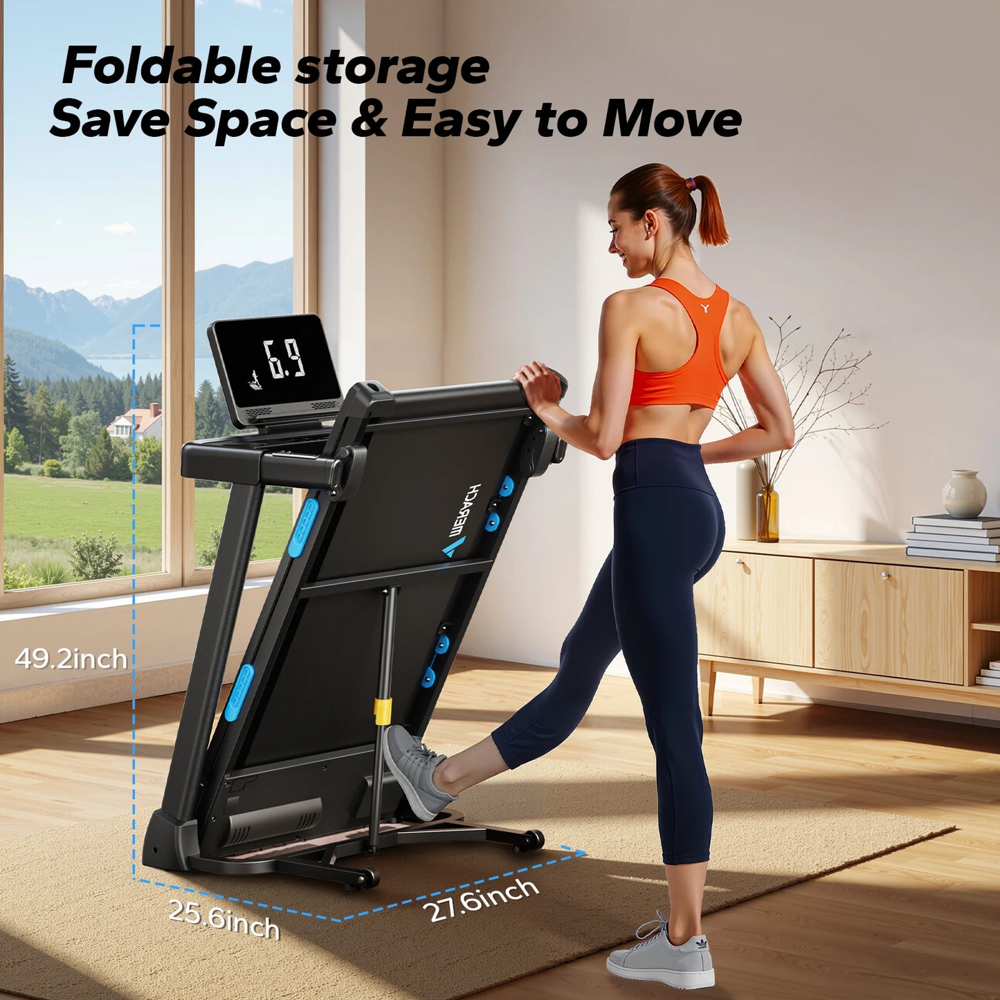MERACH T12 Foldable Treadmill with Incline, Quiet Performance