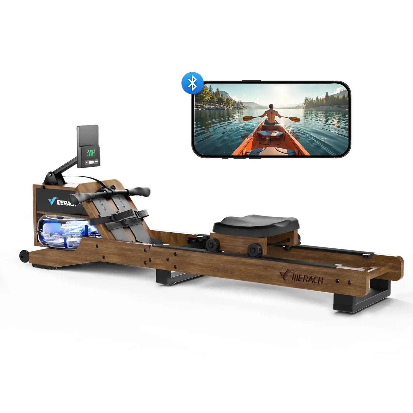 MERACH Water Rowing Machine Oak Wood Rower For Home