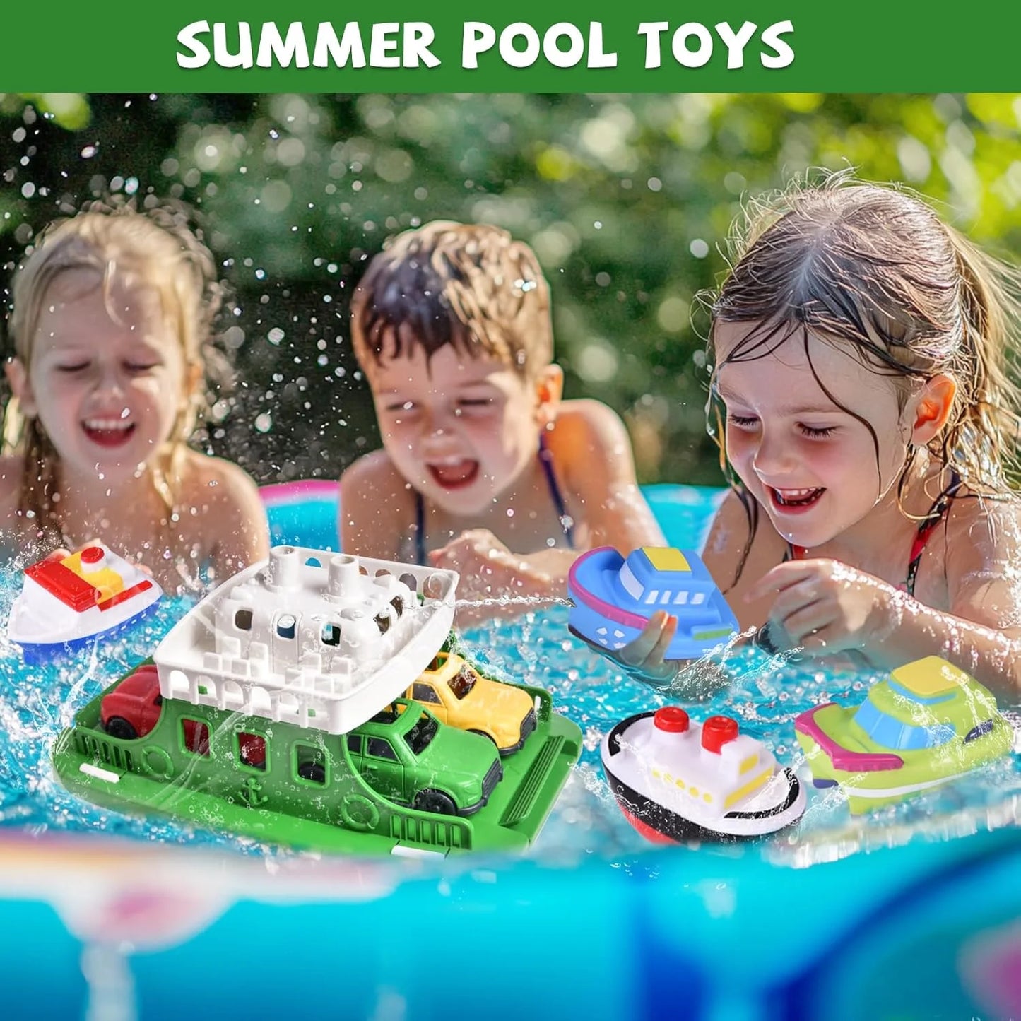 Ferry Bath Toy Set With 4 Mini Cars And Squirters