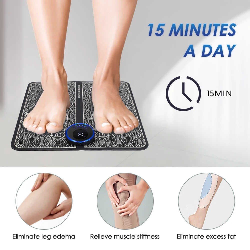 Hailicare Rechargeable Electric Foot Massager Pad EMS Massage Mat