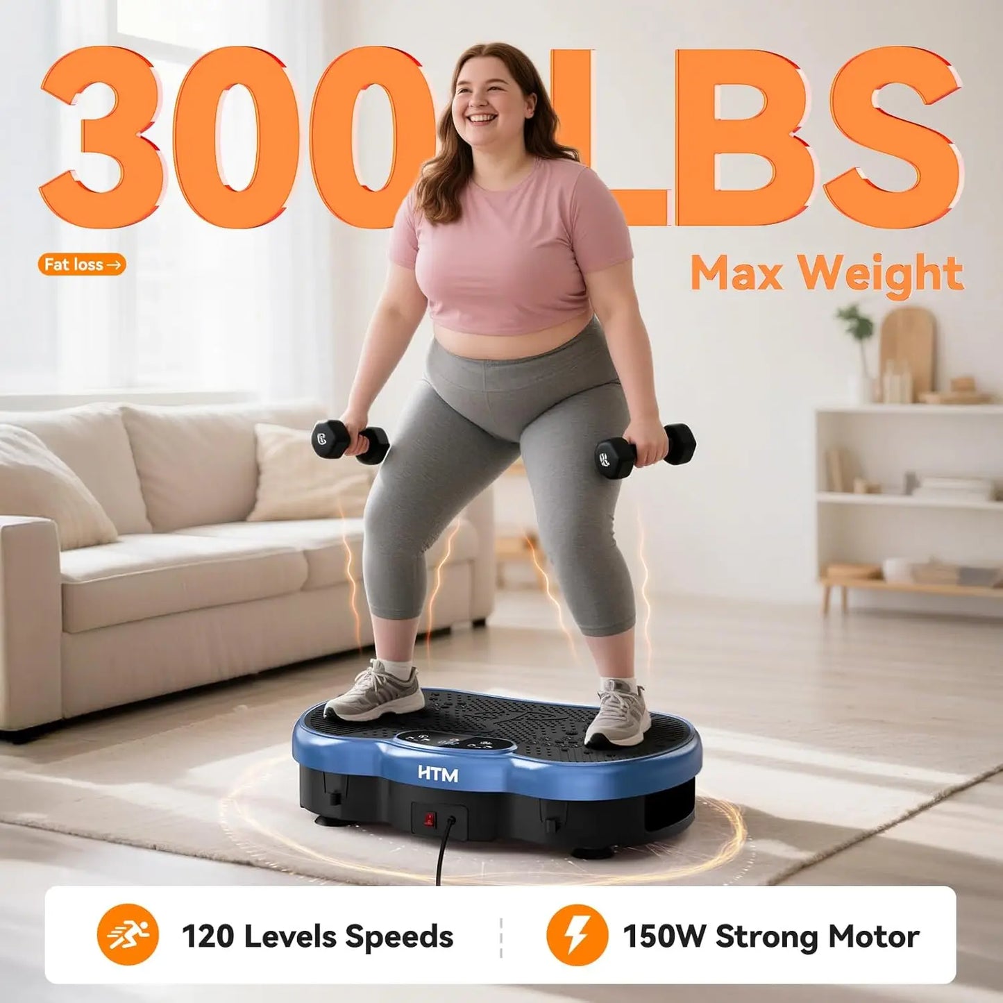 Fitness Vibration Plate Exercise Machine Calorie Tracking 120 Speed Levels