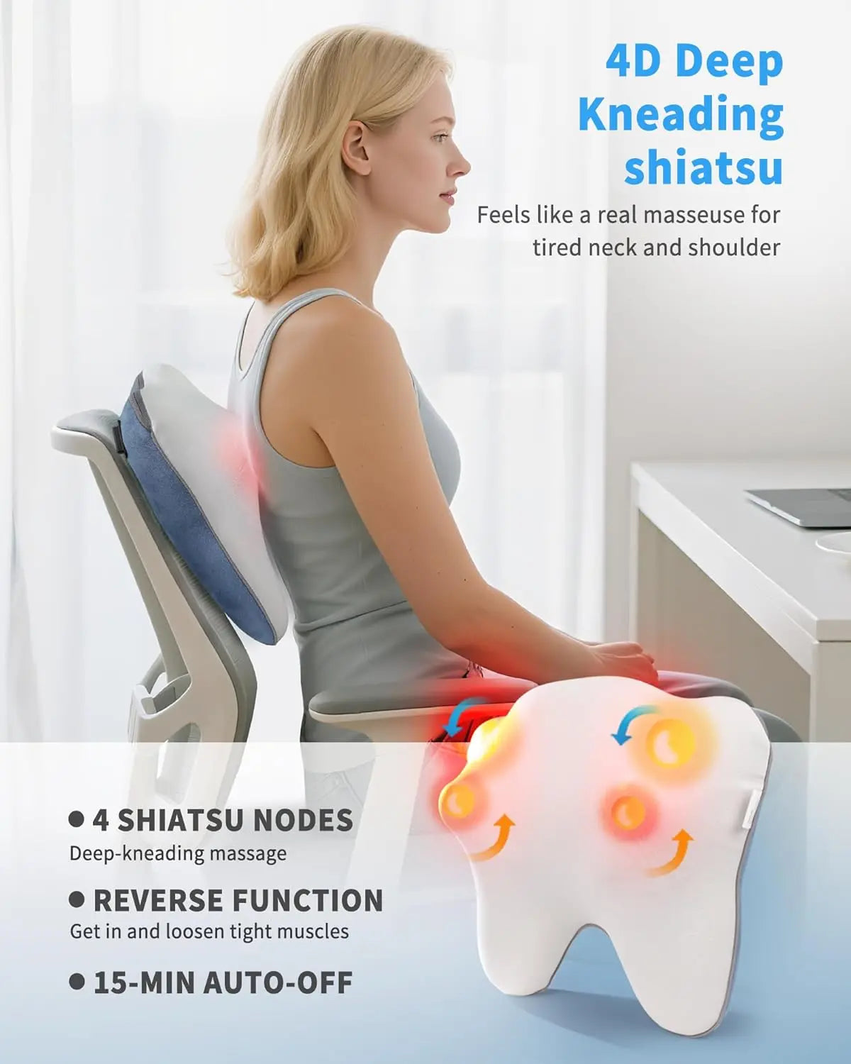 Cordless Back Massager With Heat 4D Shiatsu And Percussion