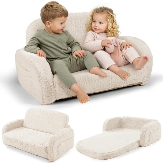 Convertible 2 In 1 Kids Couch And Lounger Sofa Bed