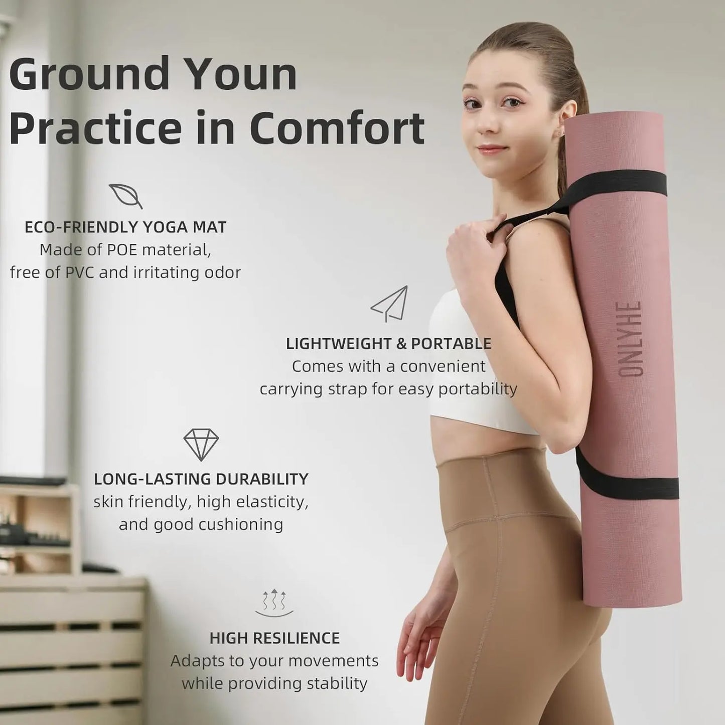 Extra Thick Yoga Mat TPE Anti-Slip Lightweight