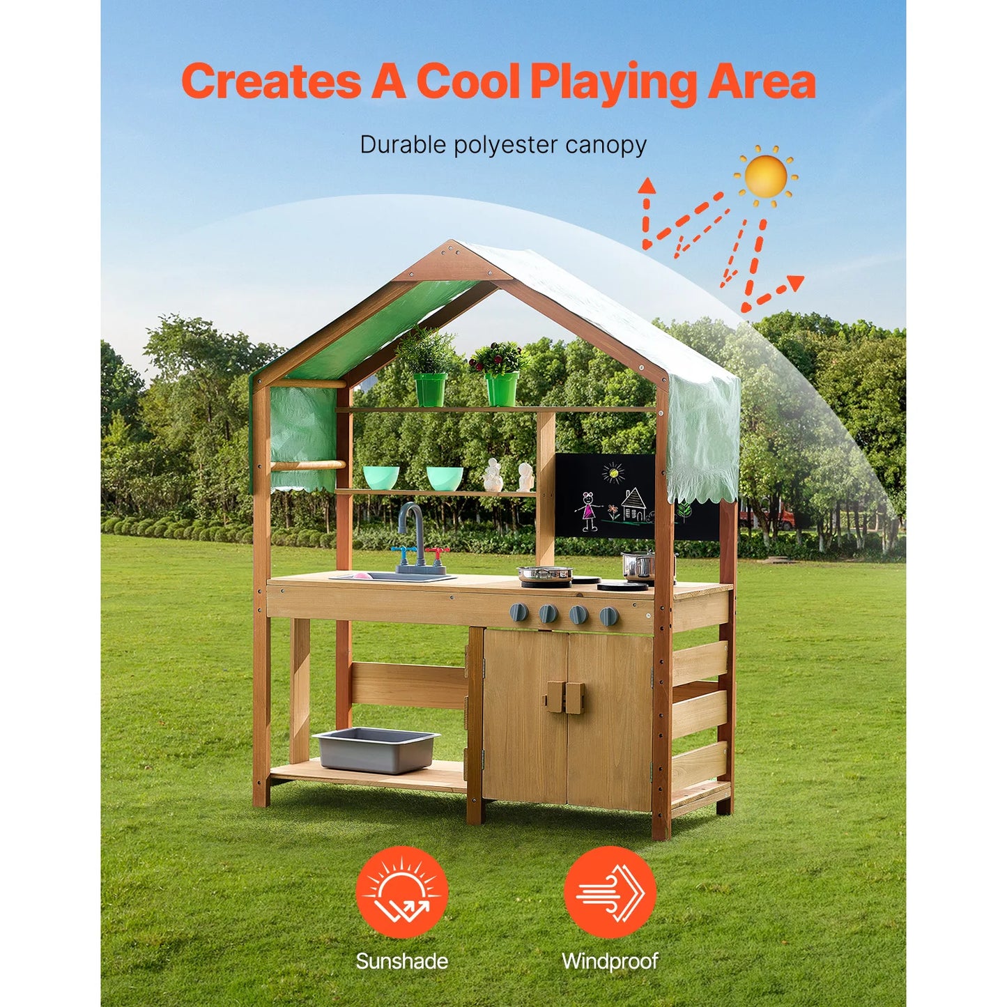 VEVOR Mud Kitchen Playset For Kids Cooking Toys Stoves Faucet