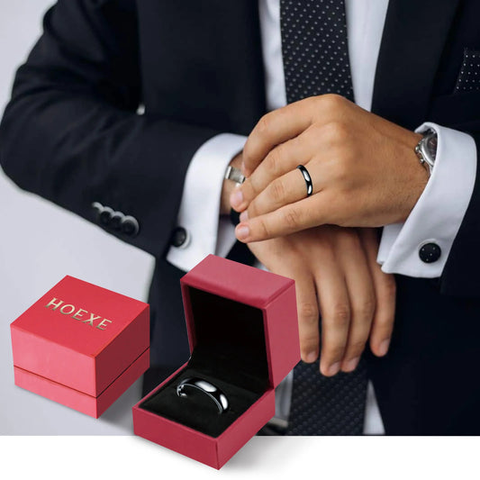 Hoexe Obsidian Ring – Stainless Steel Ring for Men and Women; Smooth, Stylish, Minimalist Premium Hand Accessory