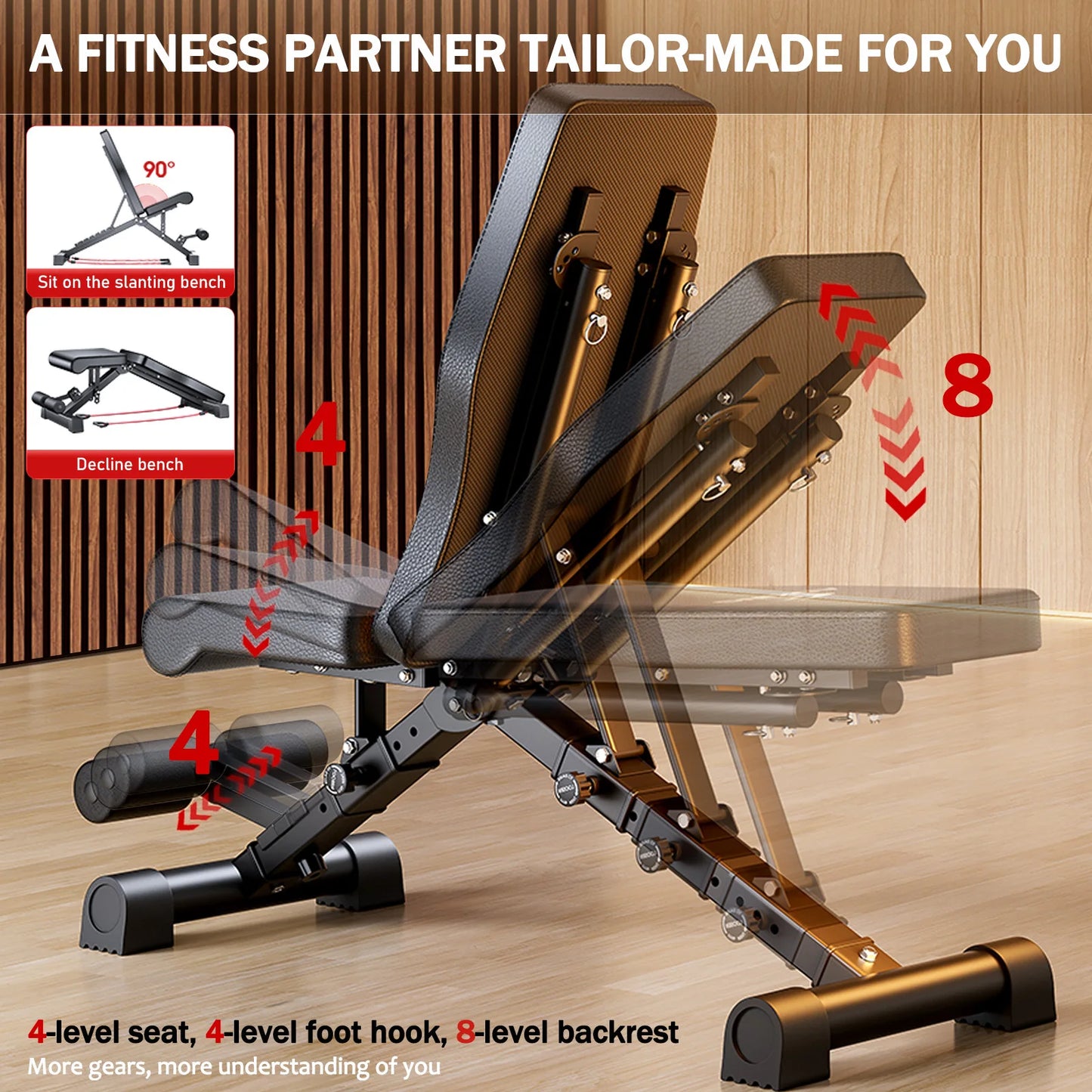 Adjustable Weight Bench for Full Body Workout Foldable 1000 Lb