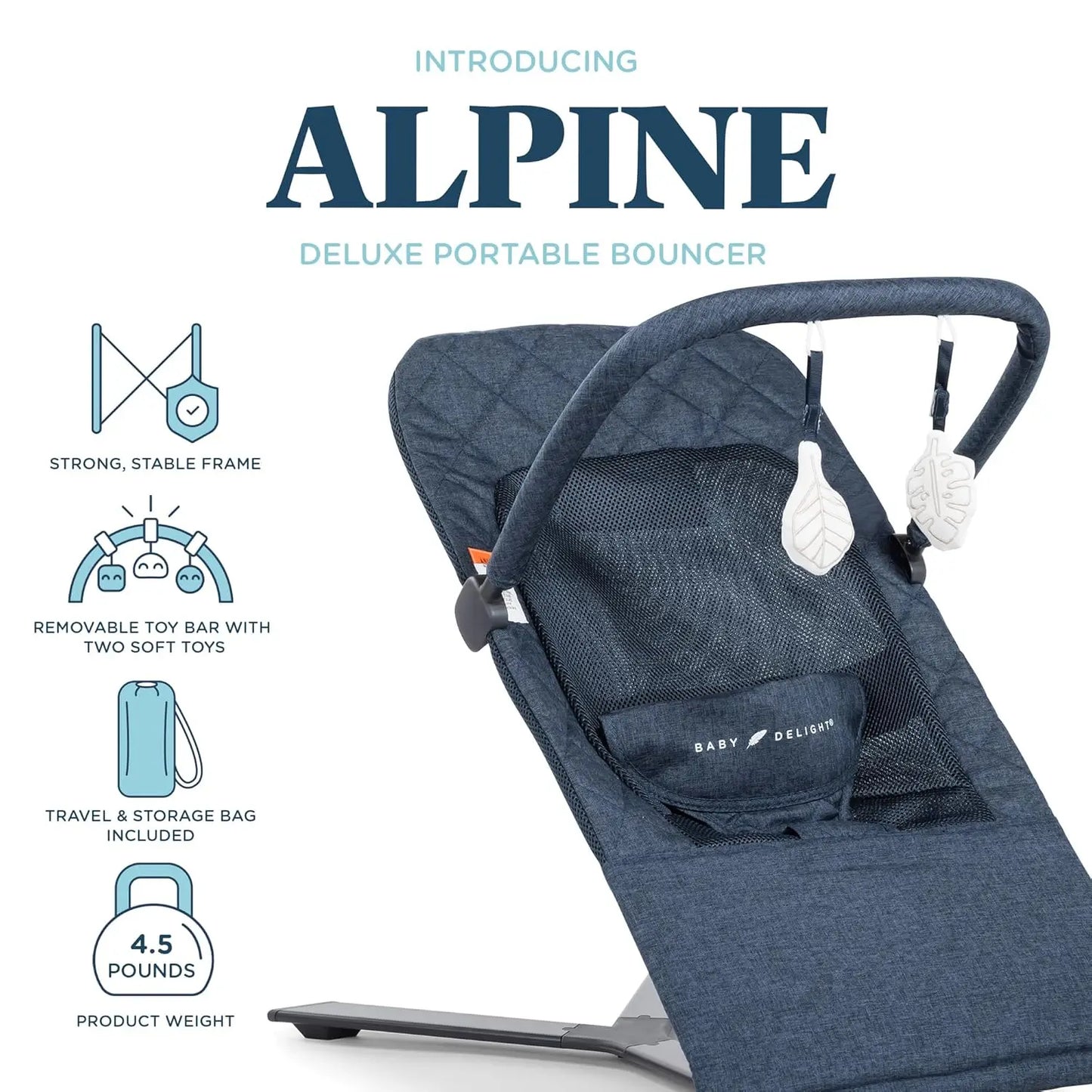 Portable Infant Bouncer With 3 Recline Positions And Carry Bag