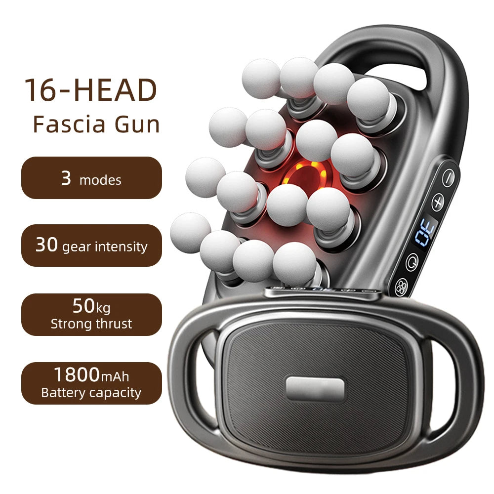 Foreverlily 16 Head Fascia Gun High Frequency Body Massage Device
