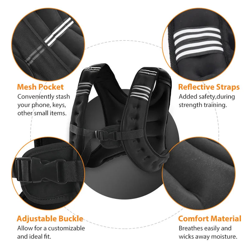 Weight Vest With Reflective Stripe For Workout And Fitness