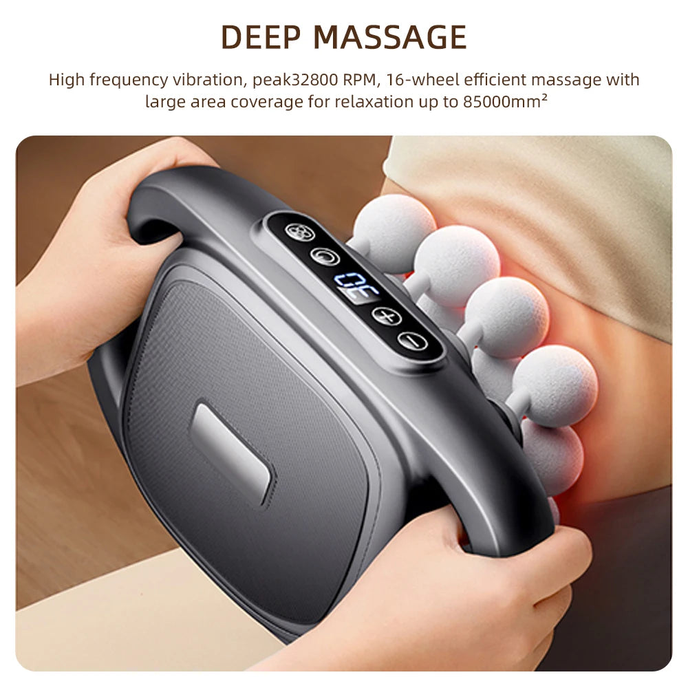 Foreverlily 16 Head Fascia Gun High Frequency Body Massage Device