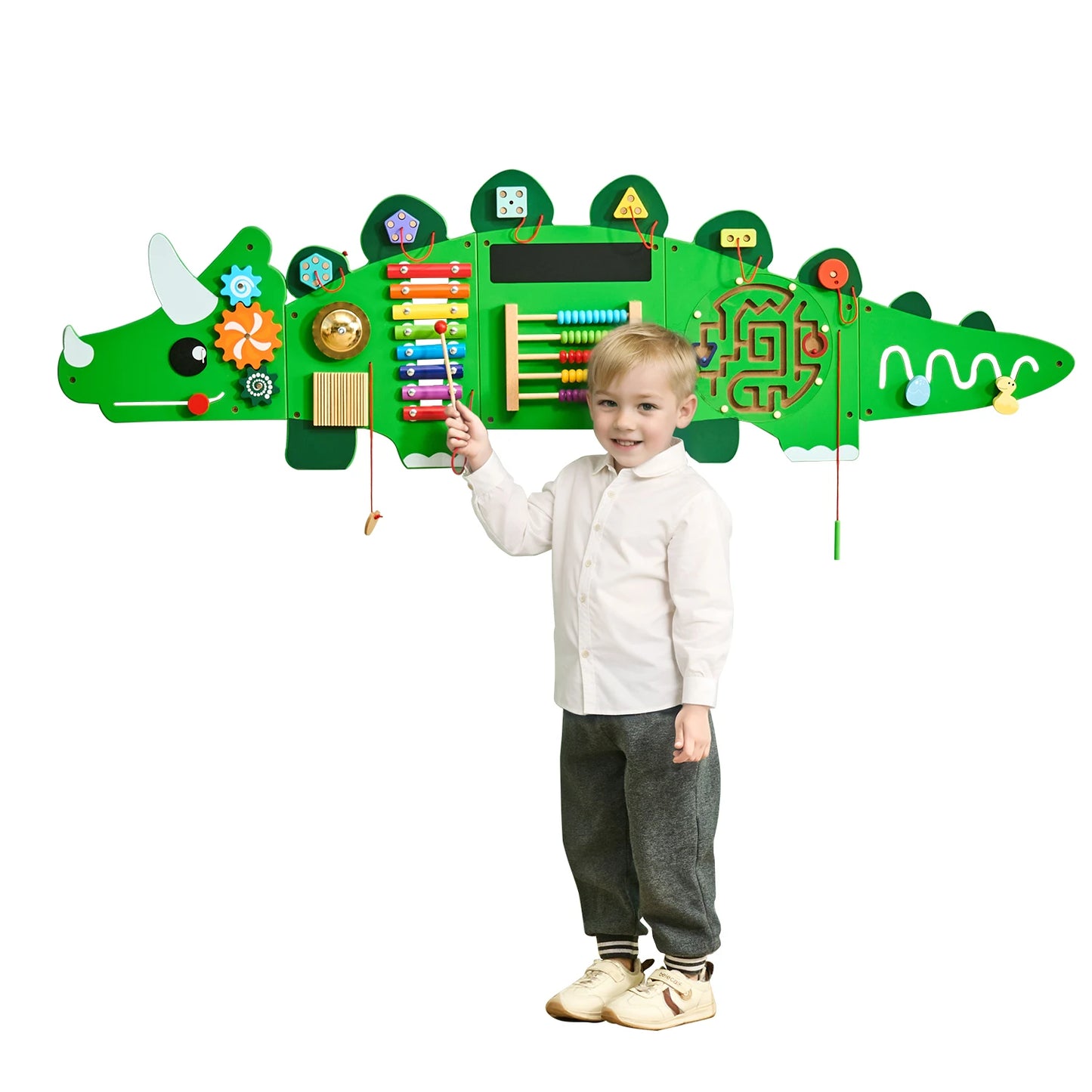 SucceBuy Dinosaur Kids Busy Wall Board With 11 Activity Panels