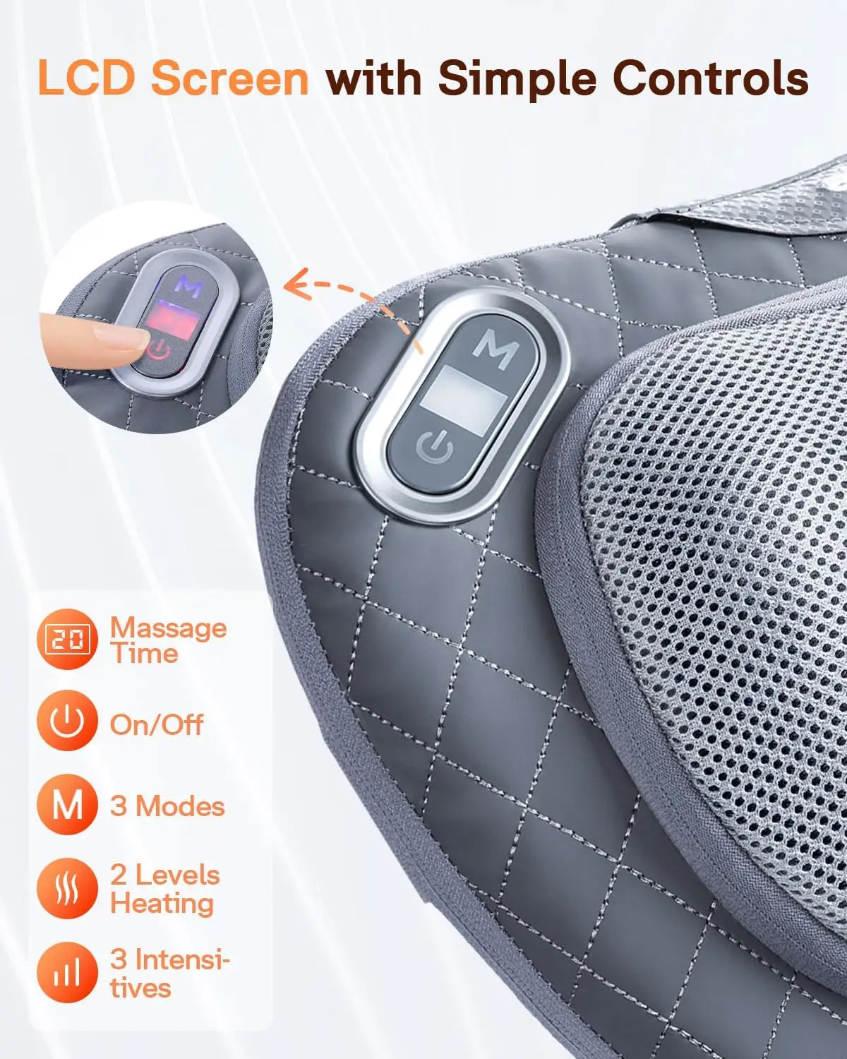 Rechargeable Cordless Shiatsu Massager With Heat For Neck And Back