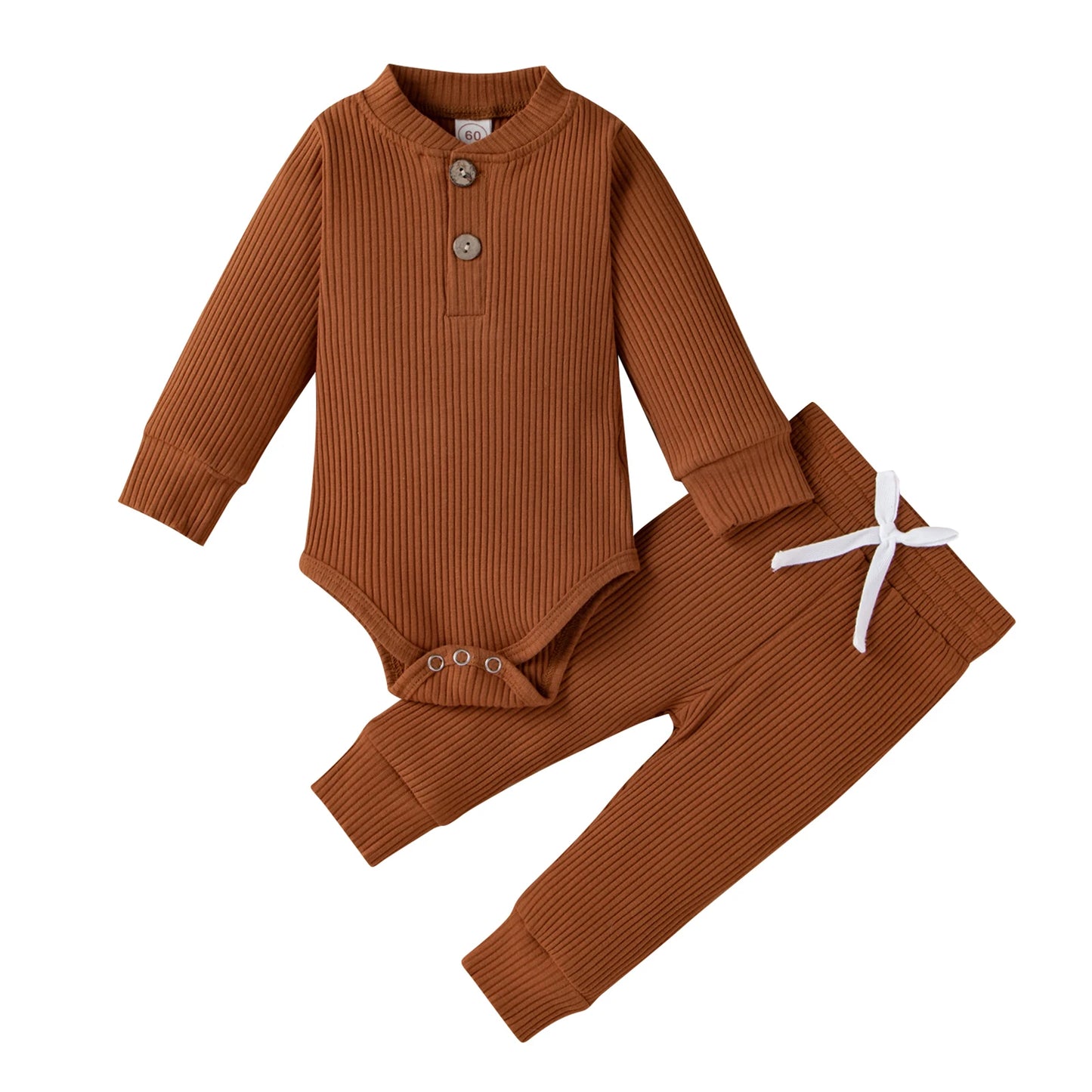 Pudcoco Baby Unisex 2-Piece Bodysuit And Elastic Pants Set