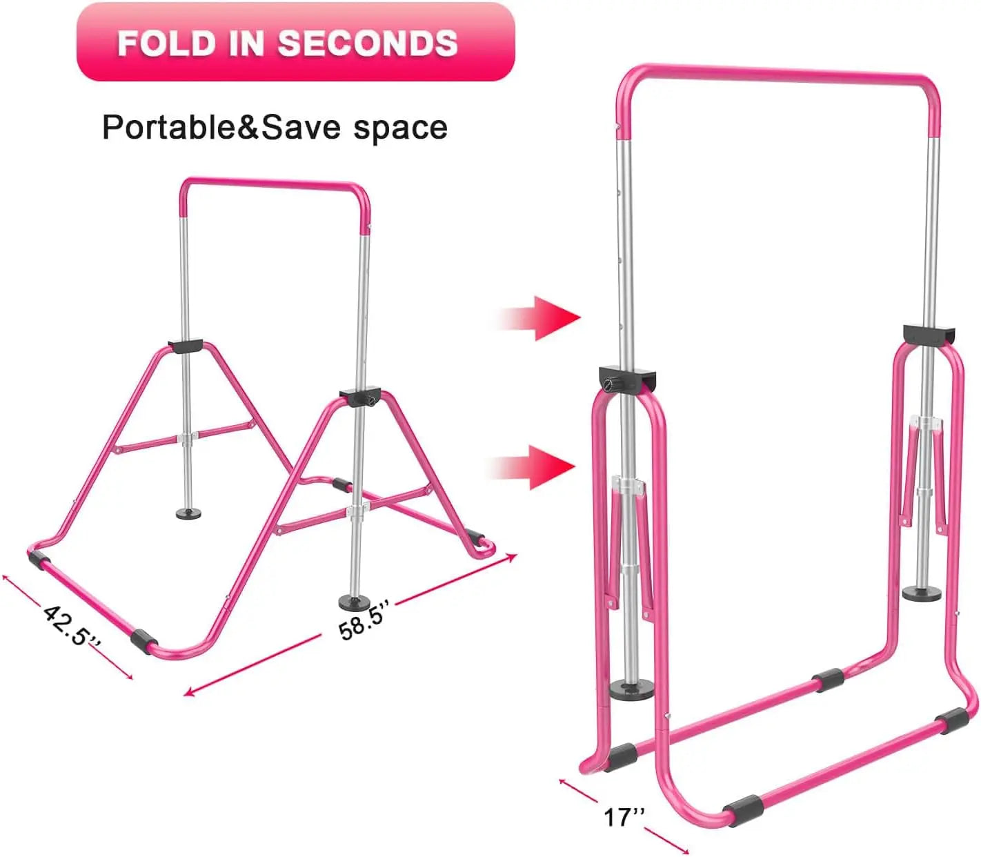 Adjustable Height Folding Gymnastic Bar For Kids Home Use