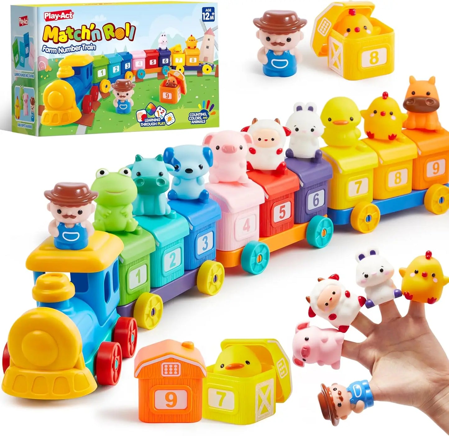 Joyfy Learning Farm Train Counting Sorting Montessori Toy Set