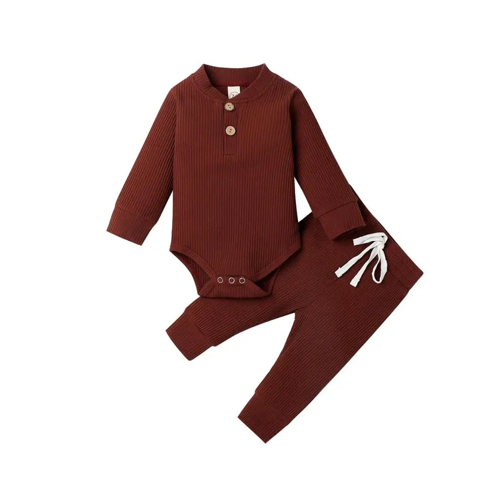 Pudcoco Baby Unisex 2-Piece Bodysuit And Elastic Pants Set