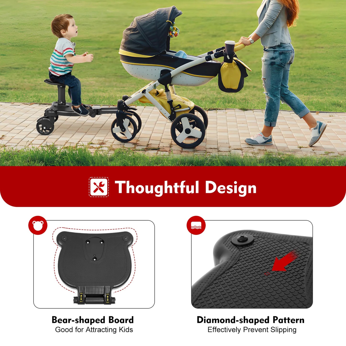 2-In-1 Baby Stroller Board With Seat Universal Connector