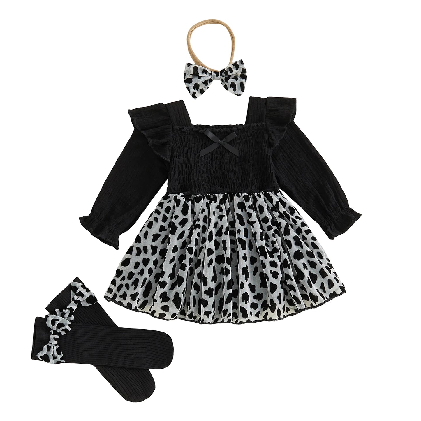 Infant Baby Girl Romper Dress With Floral Embroidery Set