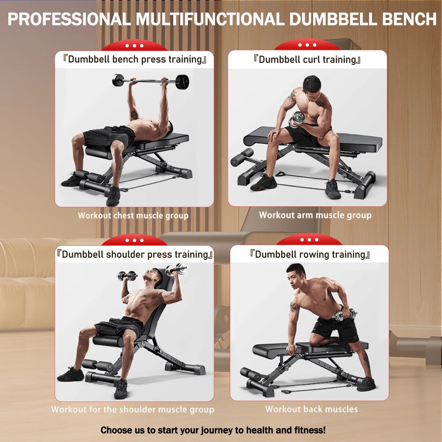 Adjustable Weight Bench for Full Body Workout Foldable 1000 Lb
