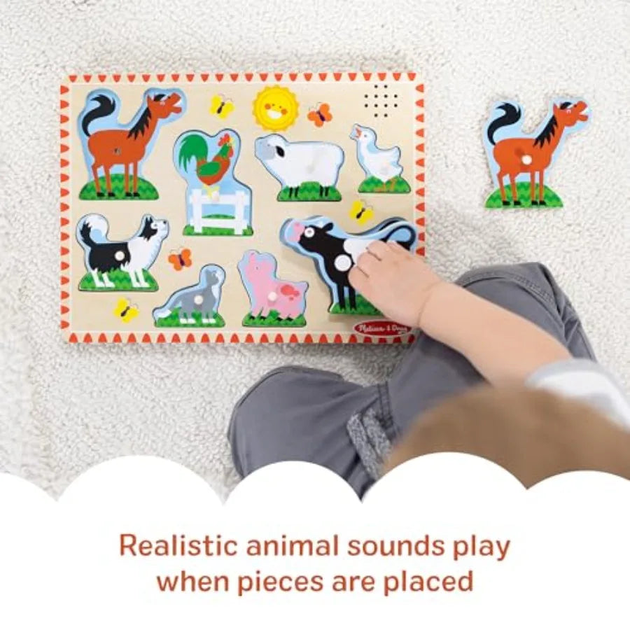 Wooden Peg Puzzle With Light Activated Sounds For Toddlers