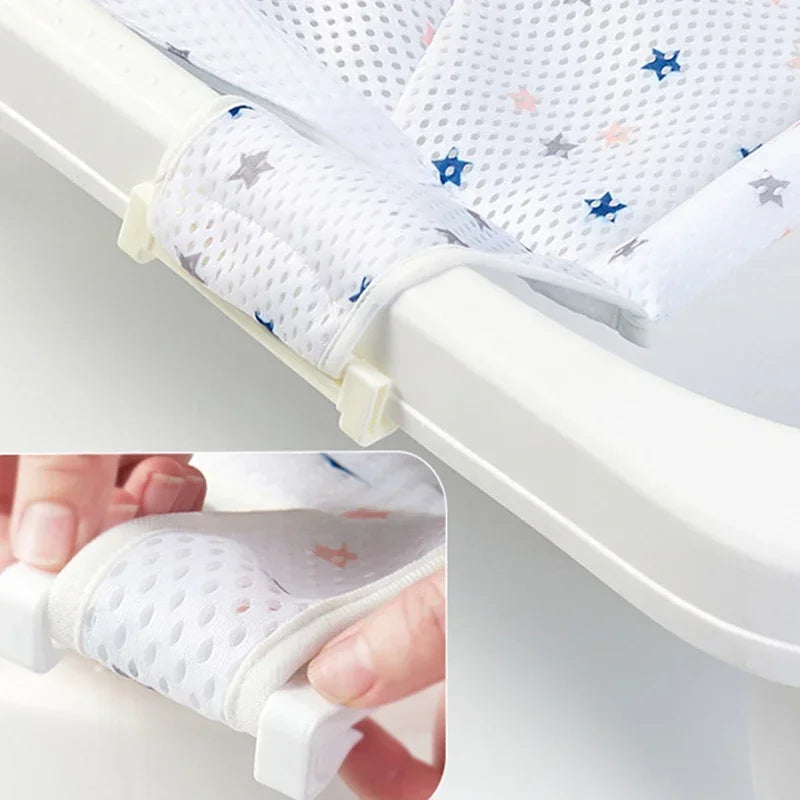 Baby Bath Net Mat With Adjustable Pillow Seat For Newborns