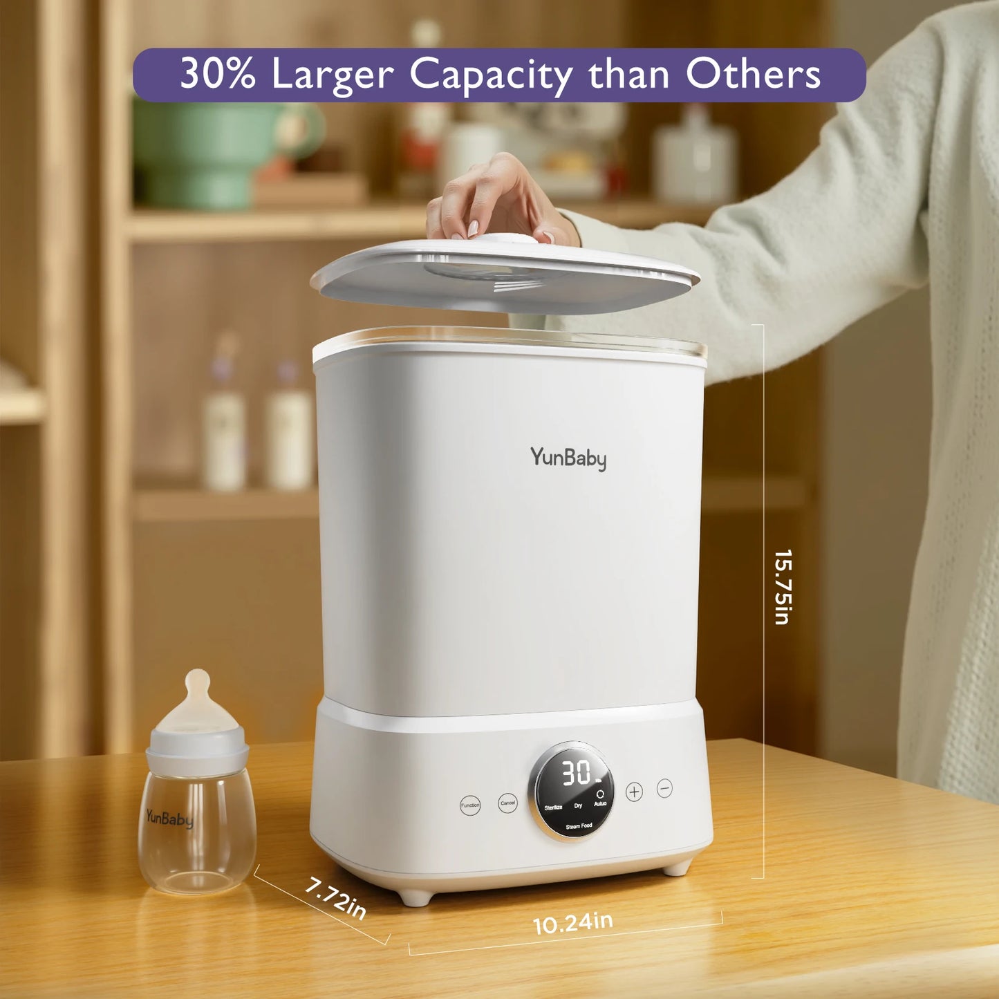YunBaby Baby Bottle Steamer and Dryer with One Touch Control