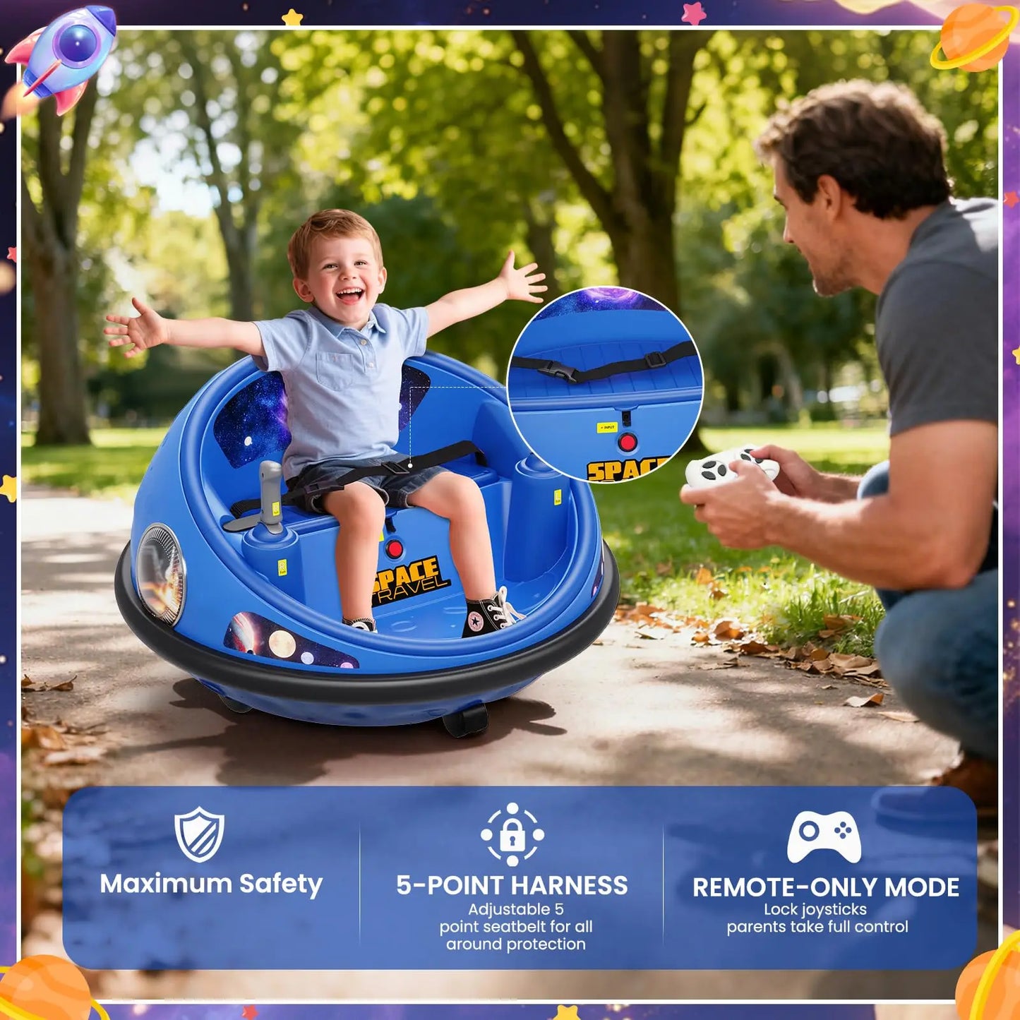 360 Degree Spinning Kids Electric Bumper Car LED Lights Remote