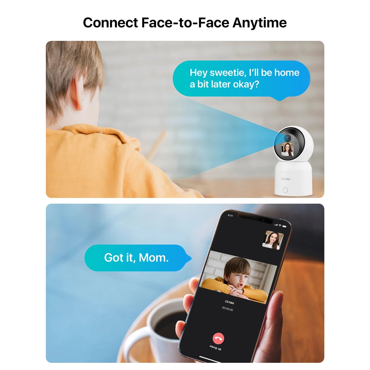 ZOSI C519M 4MP HD Indoor Baby Monitor With WiFi Video Call